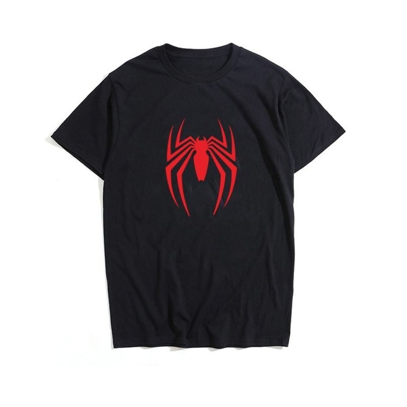 Latest Marvel Spider-Man Logo Loose Hip Hop Cotton Short Sleeve Marvel Movie Peripheral Summer T-Shirt Men