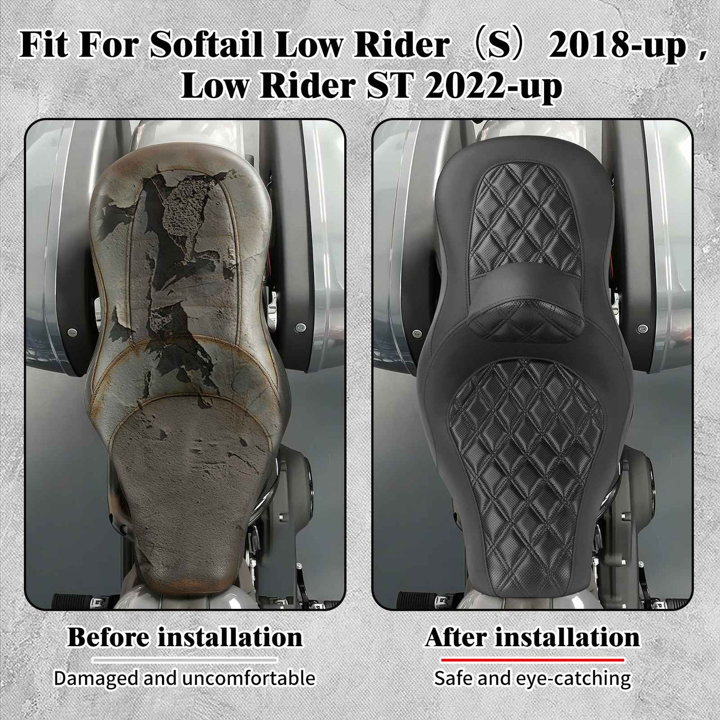 Assento de passageiro do condutor da motocicleta Almofada de assento duplo com encosto para Harley Softail Low Rider ST Sport Glide 2018-2024