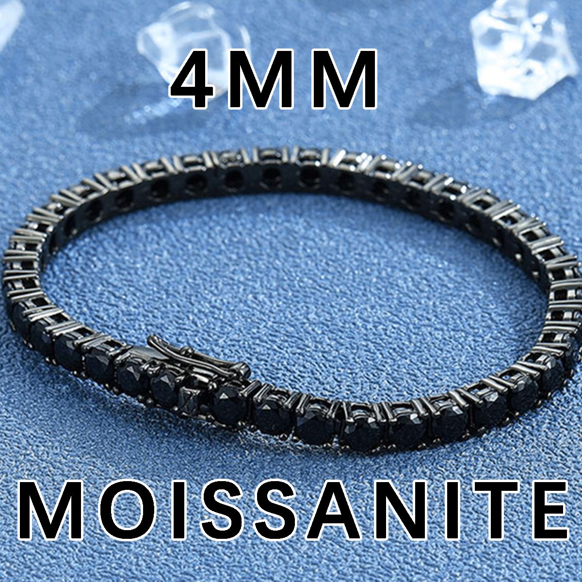 ?Pulseira Genuína de Tênis em Prata Esterlina S925 com Banho de Ródio Negro 3mm 4mm 5mm Moissanite Negra Joia Moderna Elegante para Mulheres?