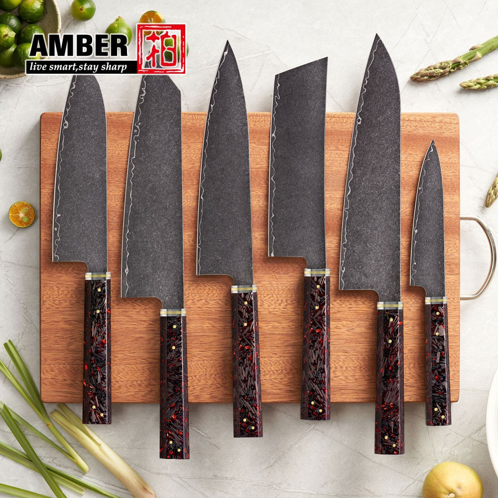Conjunto de Facas de Cozinha 1-6PC Damasco 3 camadas de revestimento Facas de aço Acessórios de Cozinha Facas Profissionais de Chef Ferramentas de Culinária