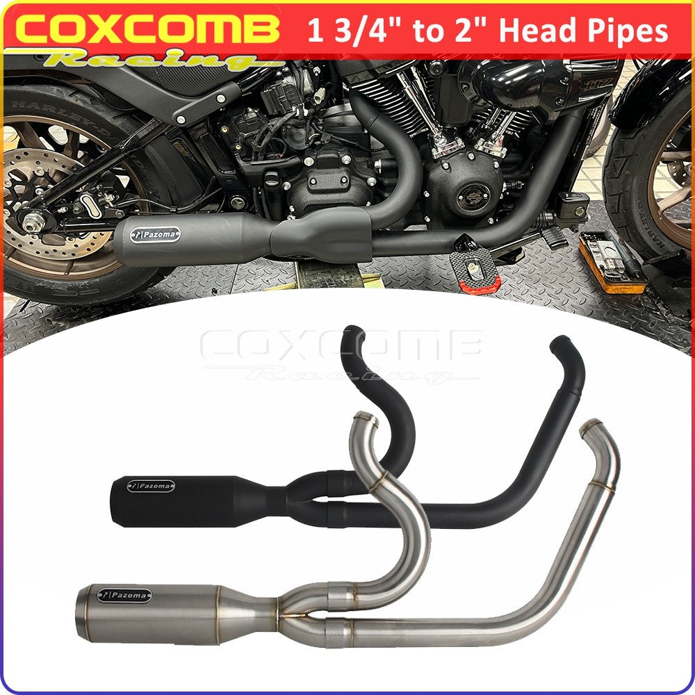 44-51mm Head Pipe Exhaust Pipe Motorcycle Complete Exhaust Muffler System For Harley Street Bob FXBB FXBBS Low Rider S ST Pazoma