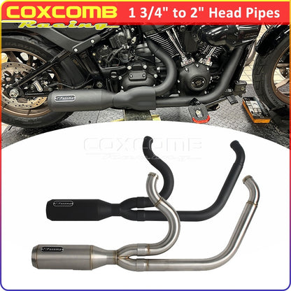 44-51mm Head Pipe Exhaust Pipe Motorcycle Complete Exhaust Muffler System For Harley Street Bob FXBB FXBBS Low Rider S ST Pazoma