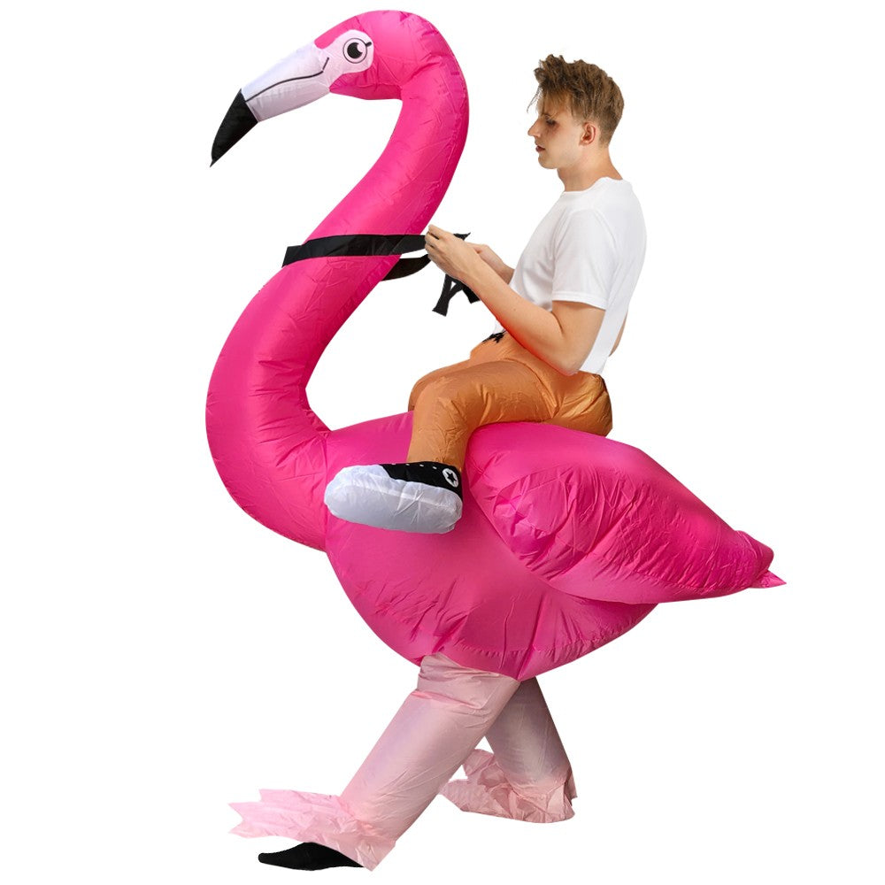 Flamingo Adult Inflatable Suit, Funny Party Costume, Halloween/Christmas/Themed Cosplay, Suitable for Heights of 150-190cm