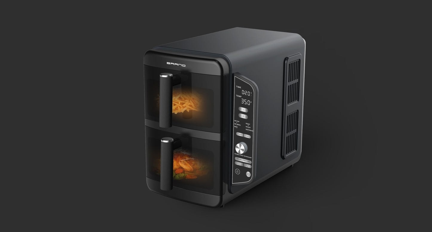 Fritadeira elétrica de aço inoxidável de alta qualidade, 11L, extragrande, controle digital duplo, quadrada, para uso doméstico, em carros e hotéis, francês, alemão
