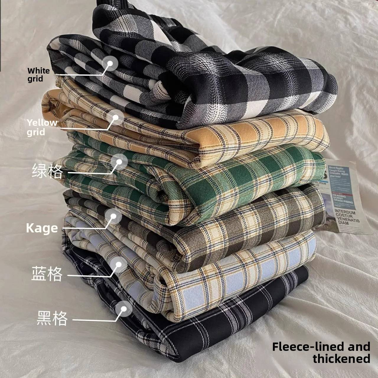 Lamb Velvet Fleece Lined Plaid Wide Leg Pants High Waist Straight Cut Winter New Casual Trousers for Women Korean Style