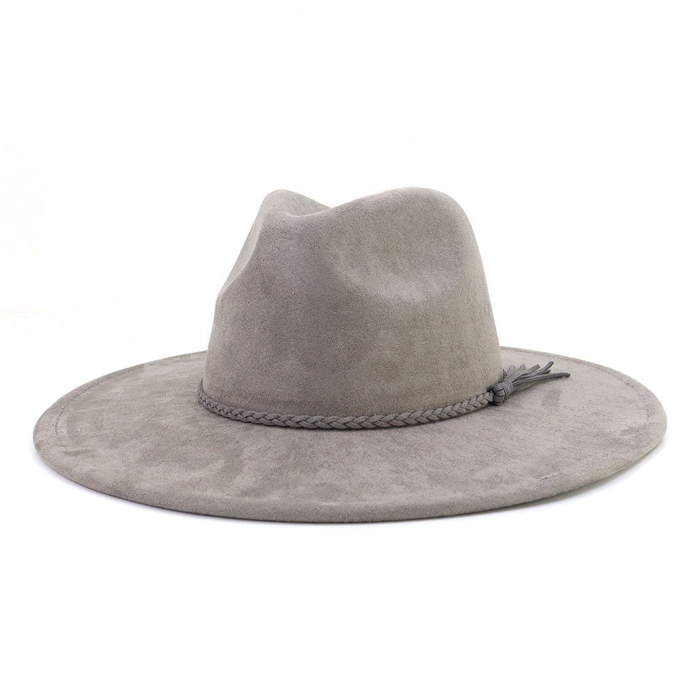 Suede Top Hat 9.5cm Wide Brim Fedora Hat Men Women Autumn Winter Felt Jazz Hats Classic Church Fedoras Chapeau Sombrero Mujer