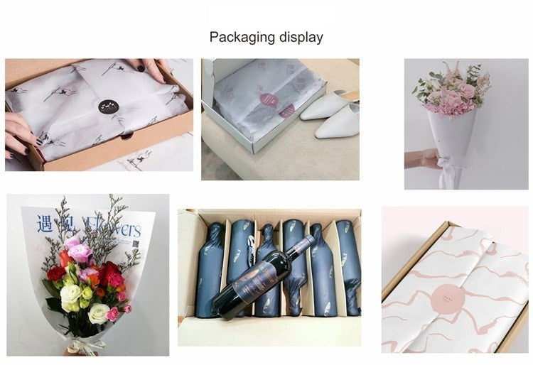 100pcs Customized Size Brand Logo Printed Eco Tissue Packaging Paper for Shoes Clothes Jewelry Wrapping Paper 17g