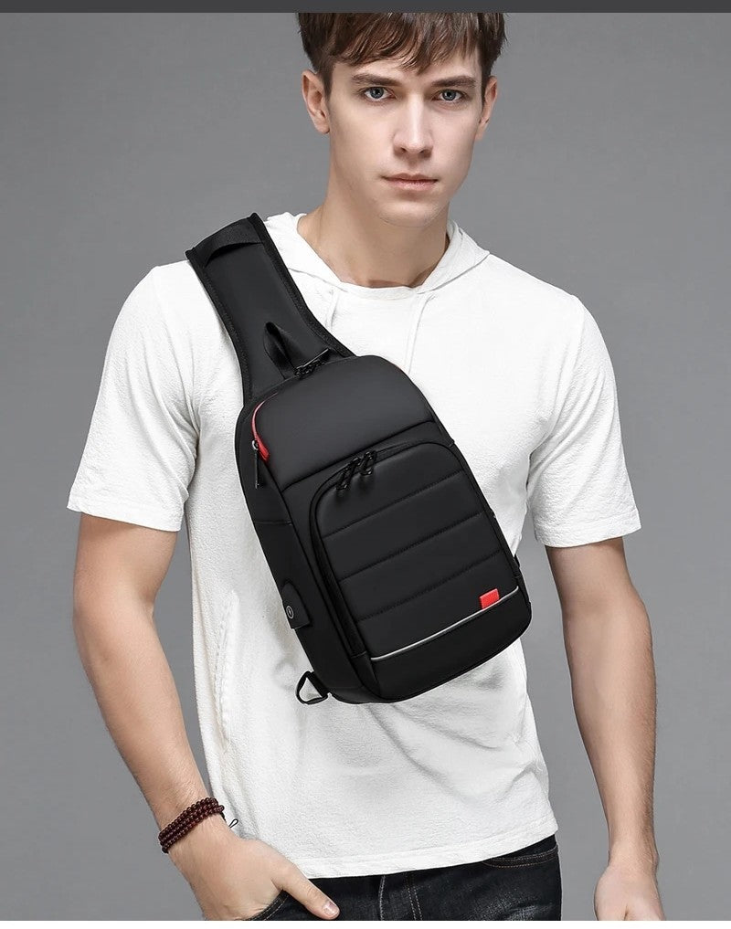 Men's Chest Bag Sling Bags for Men Waterproof Messenger Handbags Crossbody Shoulder Bag with USB Charging Husband Gift Bolsas