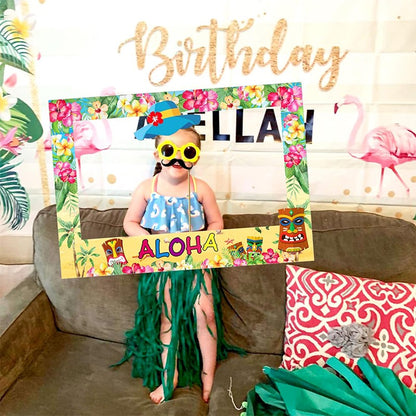 23pcs Hawaiian Party Decorations Photo Booth Props Paper Pineapple Flower Summer Beach Pool Party Hawai Aloha Party Supplies