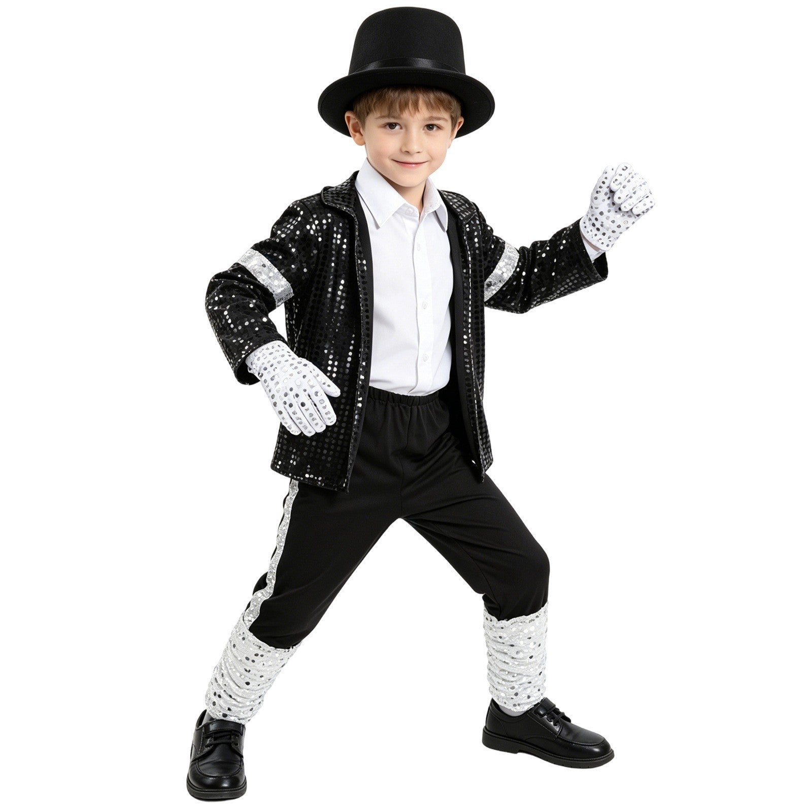 Kids Michael Jackson Costume Boys Superstar Singer Outfit Halloween Carnival Stage Performance Dance Cosplay Party Costume