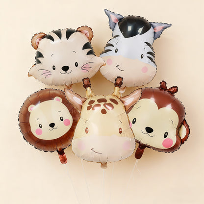 1/5pcs Animal Head Balloon Lion Monkey Tiger Zebra Giraffe Perfect for Birthday Party Decoration, Jungle Party Decoration