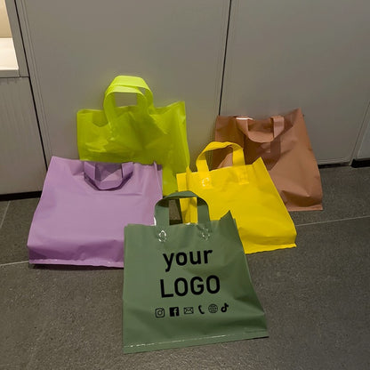 50pcs frosted tote bags cosmetics store gift bags printed logo simple fashion packaging bags plastic bags custom wholesale