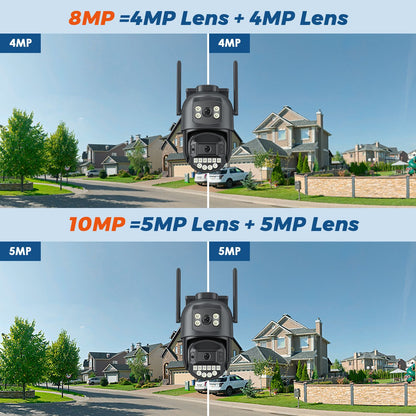 10MP PTZ IP Camera 8MP 5K Outdoor Dual Lens Dual Screen 5G WIFI Camera AI Tracking Security Protection CCTV Surveillance Camera