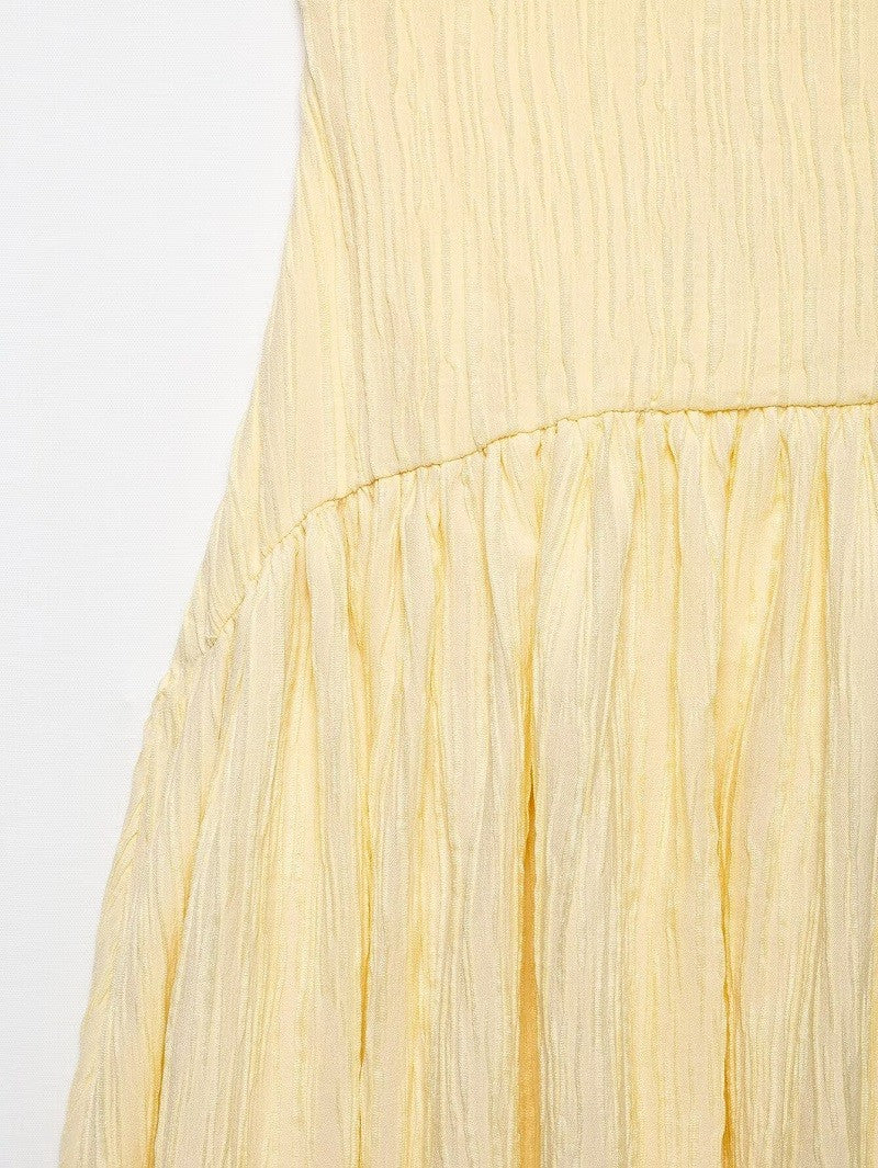 MUJER Pleated Slip Midi Dress Woman Elegant Party Long Dresses for Women Casual