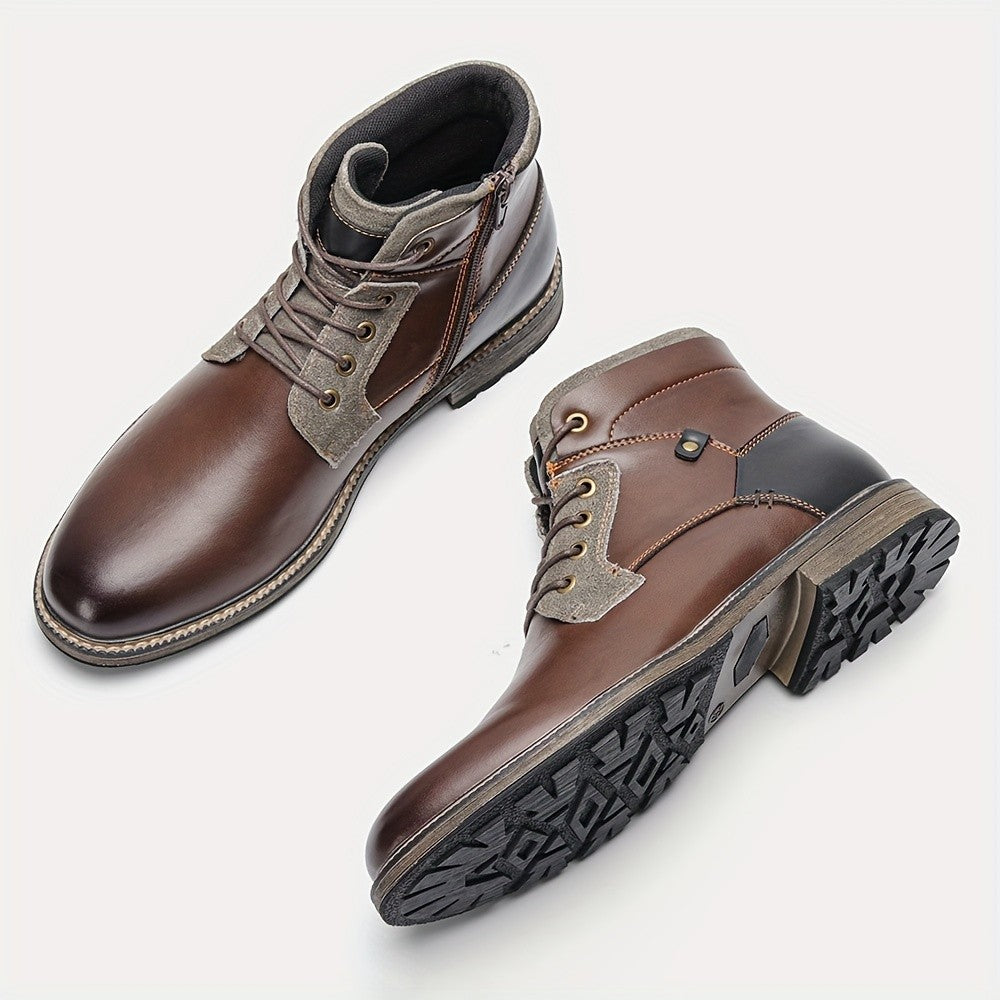Men's fashionable ankle boots, autumn and winter men's retro short leather boots#KD6502