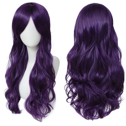 Peruca Cosplay Anime Versátil Multicolorida Cabelo Longo Cacheado com Cabelo Levemente Cacheado Peruca de Fibra Sintética