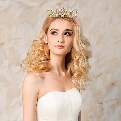 Gold Crown for Women Crystal Queen Tiaras Sash Rhinestone Queen Crowns Hair Accessories Birthday Prom Pageant Party