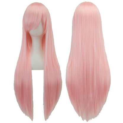 Soowee 80cm Cabelo Sintético Comprido Branco Roxo Perucas Cosplay Festa Preto Cabelo Liso Peruca Postiça para Mulheres