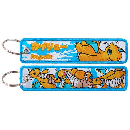 Japanese Anime Elf Monsters Keychain for Cars Backpack Key Holders Embroidery Keyrings Key Tag Jet Tag Accessories Gifts 1pcs