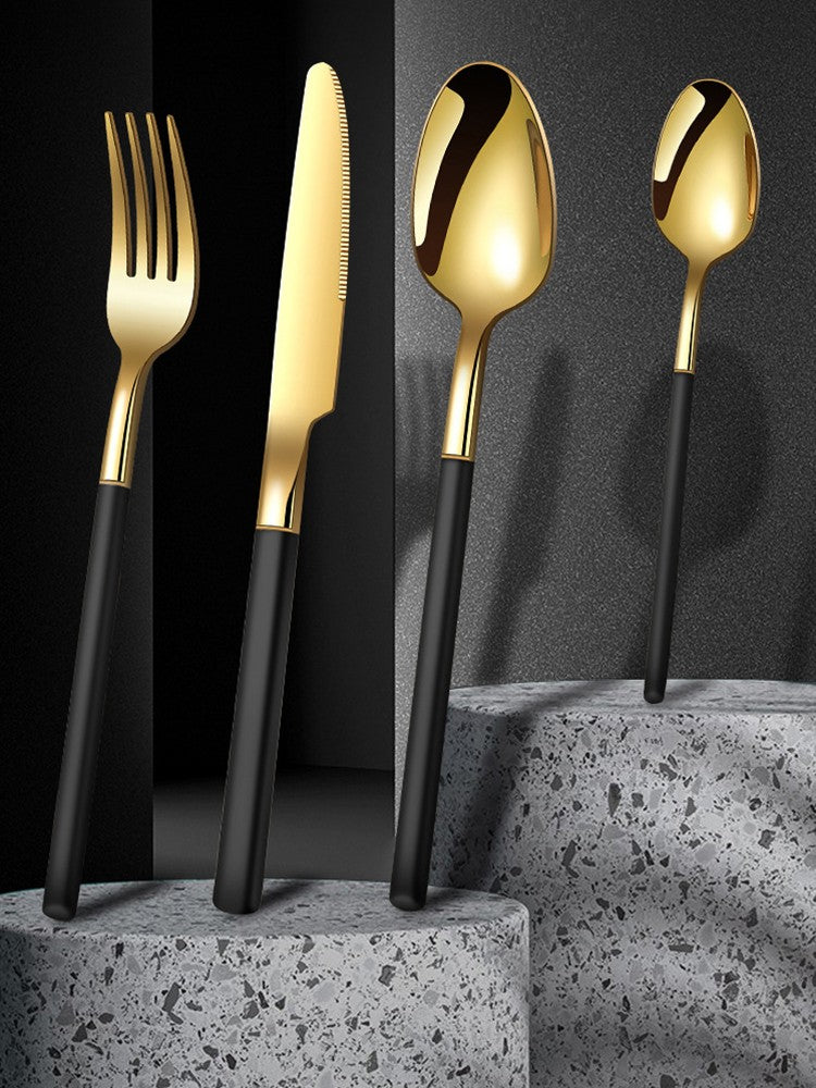 Cutlery set Thickening and widening high-grade 304 stainless steel tableware Knight knife fork spoon tableware set dinnerware