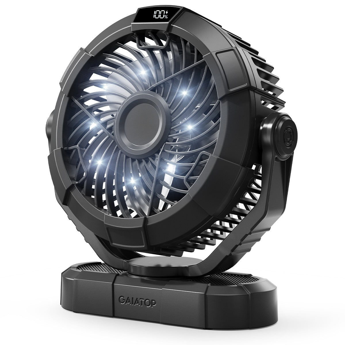 Portable Camping Fan with LED Lantern, 4000mAh 7-Inch Rechargeable Outdoor Tent Fan, 360° Head Rotation, 3 Speed and Quiet Batte