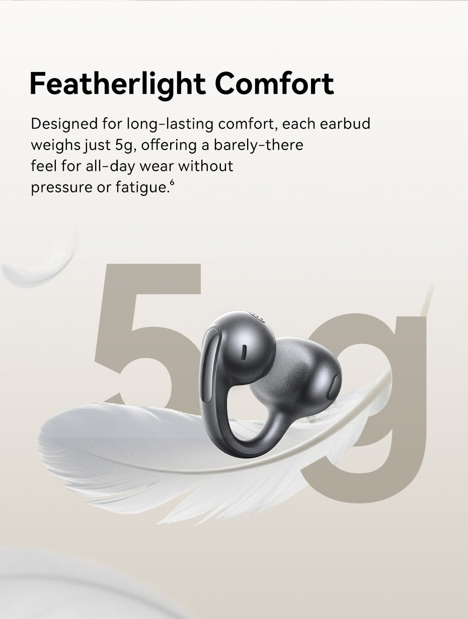 Fones de ouvido sem fio Baseus MC1 Pro Ear Clip Bluetooth 6.0 Hi-Res Ultra Open Earbuds Tipo brinco 4 microfones ENC fones de ouvido com clipe