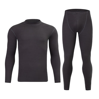 2-piece Autumn/Winter Men's Classic Fashion Basic Warm Underwear Set Loose Large Half High Collar Top T-shirt Elastic Waist Pant
