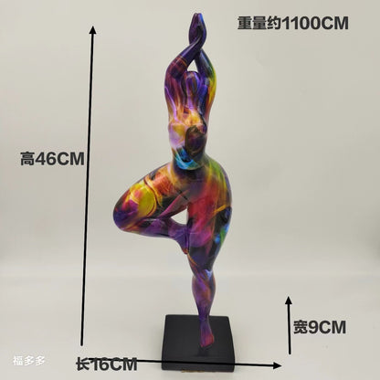 Europe Resin Decoration Home Wine Cabinet Ornaments Action Figures Statue Graffiti Yoga Weight Loss Woman Living Room Decor New
