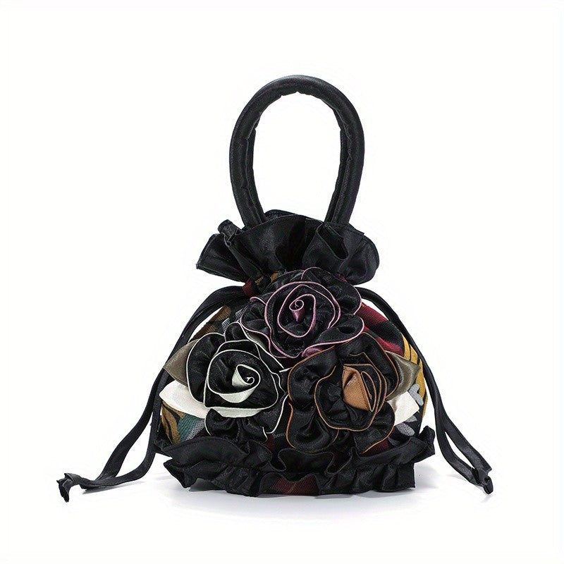 New soft lace mommy bag three-dimensional flower handbag drawstring handbag key cell phone organizer bag