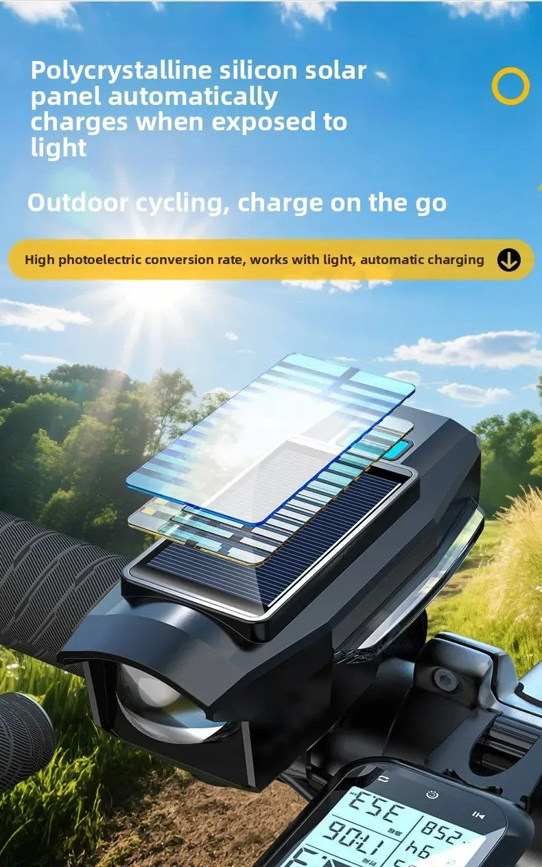BUCKLOS Bike Light Solar Power Bicycle Front Light Highlight LED with Colorful Side Lamp Cycling Lights Bicycle Accessories