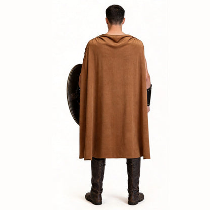 Men Spartan Warrior Cape CostumeMedieval Knight Cloak Set Halloween Carnival Masquerade Party Cosplay Outfit for Adult Male Stag