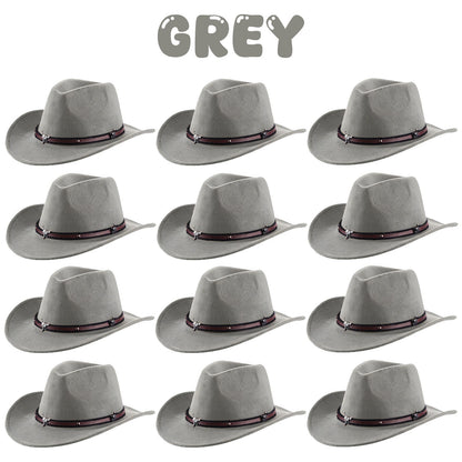 4-24Pcs Western Cowboy Hat for Men Women Adjustable Felt Cowgirl Hats Wide Brim Fedoras Hat for Adult Bachelor Party Costume