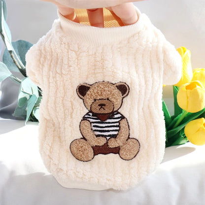 Moletom de Luxo com Capuz para Cães, Roupas Quentes de Inverno para Cães, Moletom Fofo e Macio para Filhotes, Estampa de Urso, Moletons para Gatos, Suéteres para Animais de Estimação, Roupas para Bichon