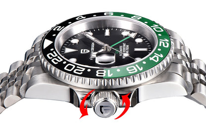 PAGANI DESIGN PD-1662 Luxury GMT Men Mechanical Wristwatch Sapphire Glass Stainless Steel 100M Waterproof Automatic Watches