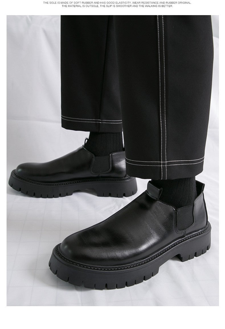 High Quality Thick Soled Leather Shoes Male Trend Men’s Dress Shoes Formal Leather Platform Loafers Shoes For Man