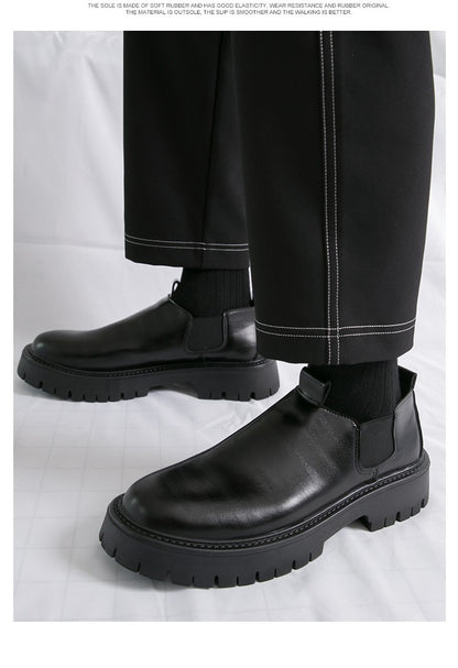 High Quality Thick Soled Leather Shoes Male Trend Men’s Dress Shoes Formal Leather Platform Loafers Shoes For Man