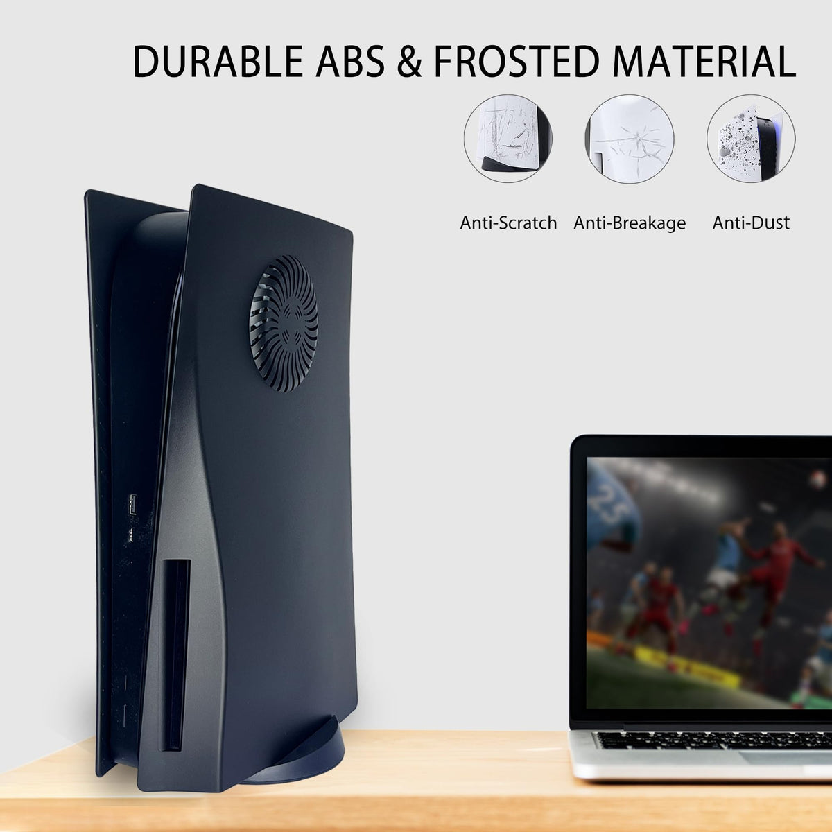 Faceplate for PS5 with Cooling Vent Face Plate Console Cover for Disc Edition Replacement Side Plate Shell Accessories,Black