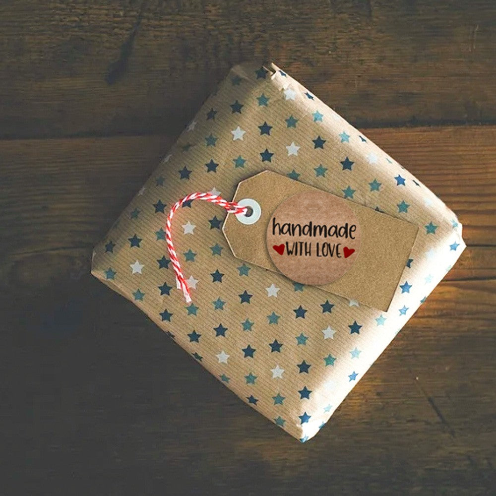 100-500pcs Vintage Kraft Paper Stickers Scrapbook Gift Stationery Label Stickers Handmade With Love Thank You For The Stickers
