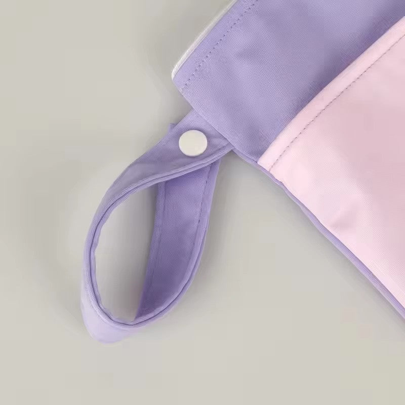 Washable PUL Waterproof Wet Dry Bag - Cute Print, 2 Pockets for Cloth Diapers, Travel, Beach, Pool & Gym| Toiletry Bag