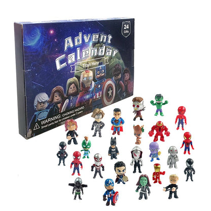 Marvel Christmas Advent Calendar Box Disney Mini Q Version Hulk Anime Figure Spiderman Iron Man Kids Toys 24pcs Figure Gift Box