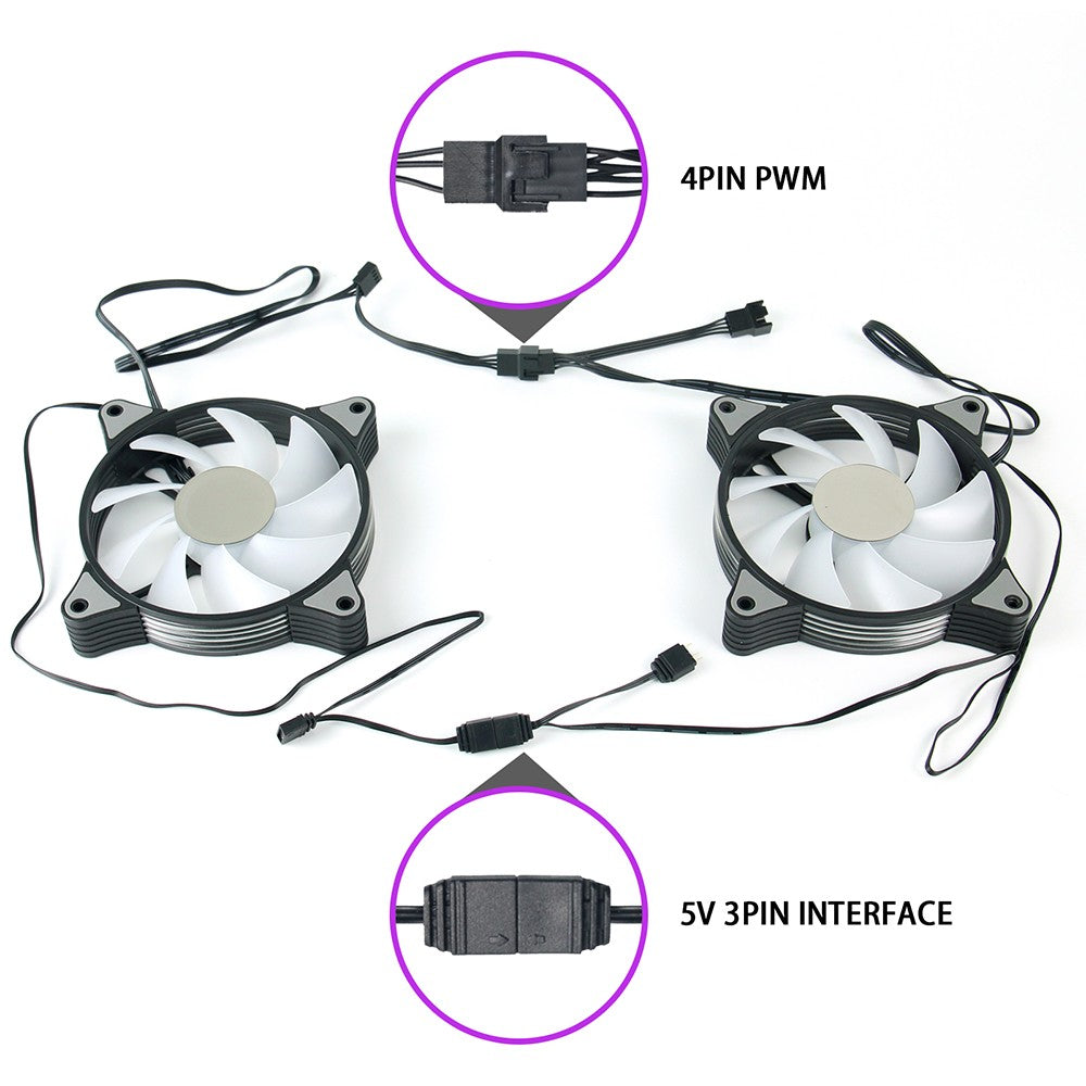 Aigo AR12PRO Computer Case Fan Ventoinha PC 120mm RGB Fan 4pin PWM CPU Cooling Fan 3pin5v Unlimited Space Argb 12cm Ventilador