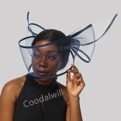 Fascinator de Véu Branco Elegante Chapéu Feminino para Kentucky Derby Evento de Corrida Adorno de Cabeça de Moda Boné de Rede Chapeau para Eventos Femininos