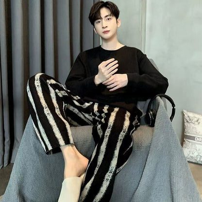 Spring-Autumn New Arrival Men's Pyjamas Long-Sleeved Loungewear Set Autumn-Winter Youth & Middle-Aged Lightweight Pyjama Set