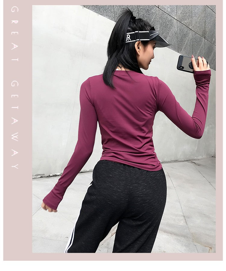 Fitness Tops Women Tight Sports Long Sleeve Yoga Clothing Running Training Clothes Gym Workout Shirt Comfortable Training Cloth