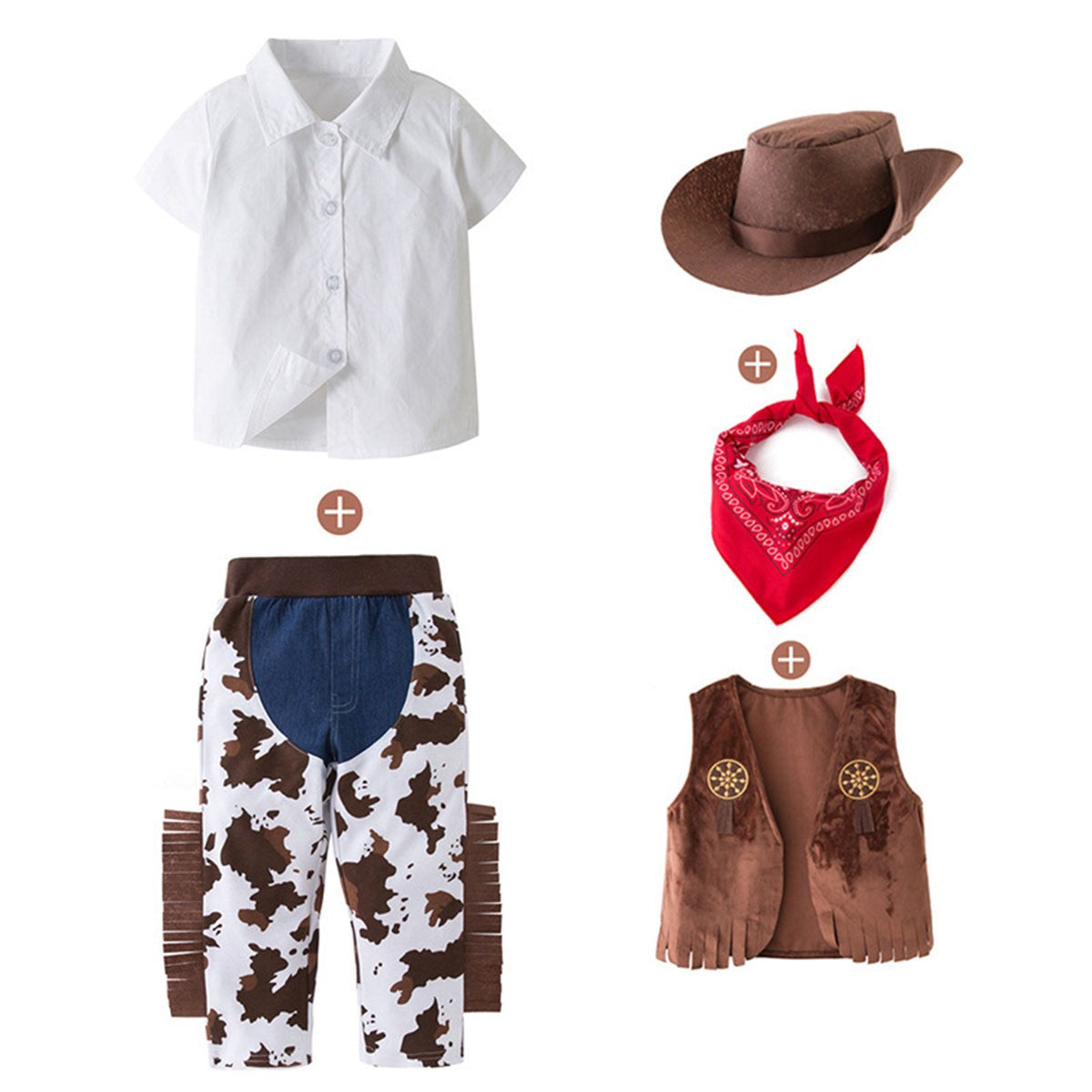Kid Boys Cowboy Costume Children Western Cowboy Costumes Purim Cosplay Halloween Event Dress Up Party Stage Performance Outfits