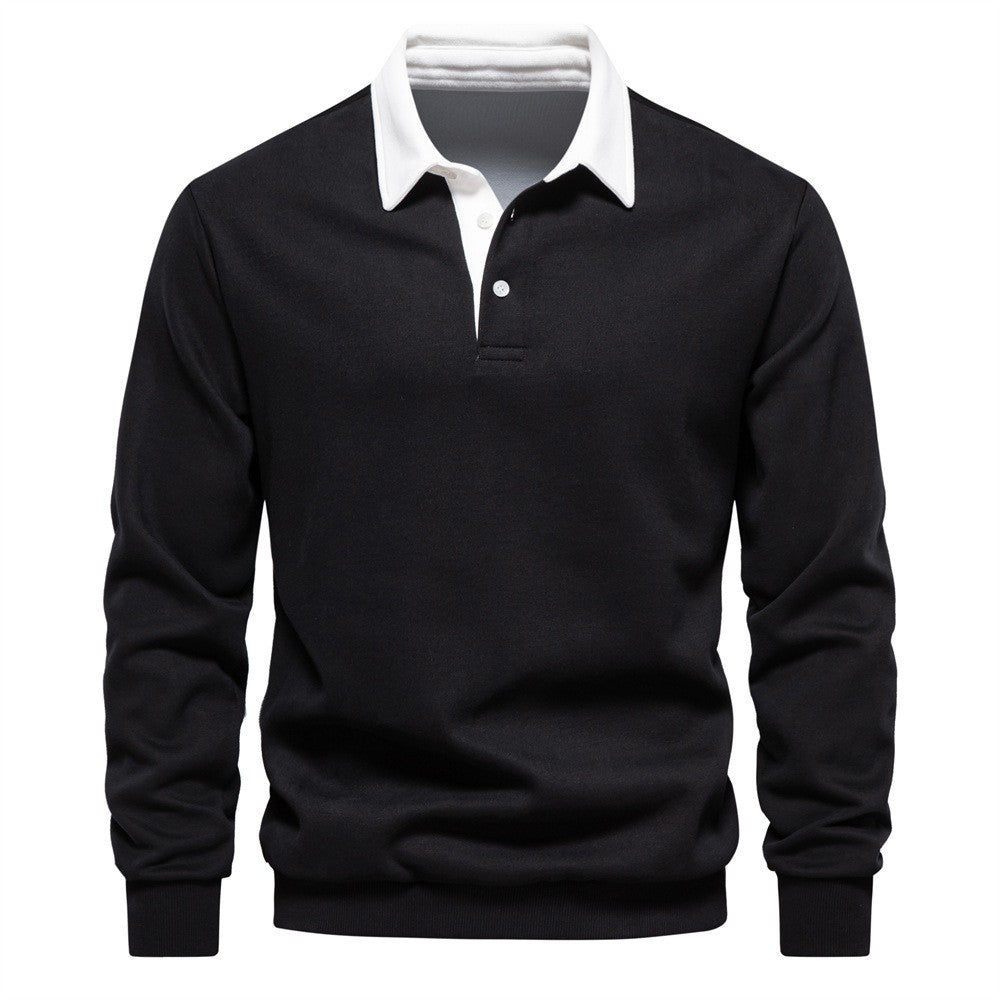 Men's Autumn Long-Sleeved POLO Collar European Size Sweater - Trendy, High-Quality, Casual, Versatile and Loose-Fit Top