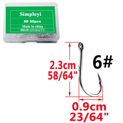 50pcs/Box Barbed High Carbon Steel Fishing Hooks Sea Worm Carp Single Circle Hook Set Fly Fishing Accessories Tackle  Fishhook