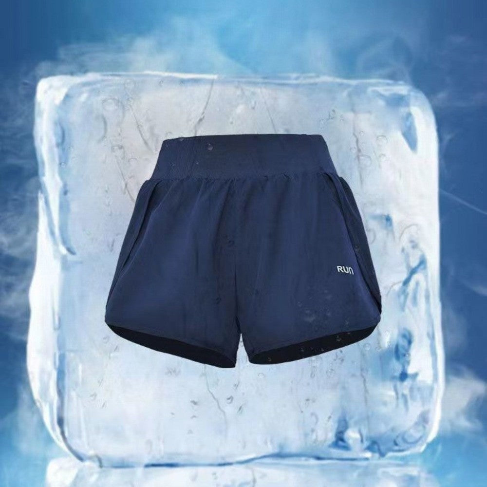 Fashion Anti-glare Lining 2 in 1 Yoga Shorts Loose Fitting Hem Elastic Sports Shorts Breathable Quick Dry Fitness Shorts Gym