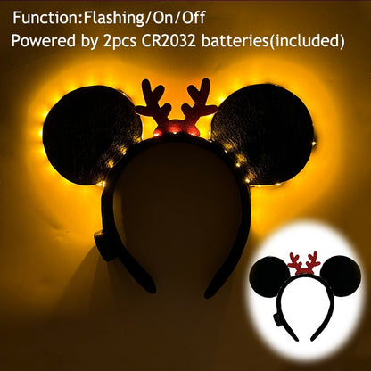 1/2pcs LED Glowing Neon Mouse Ears Headband Girls Festival Headbands Mickey Hairband Children Birthday Party Hair Accessories