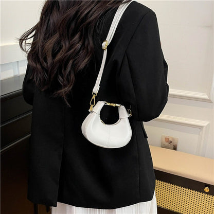 Simple Y2K Pu Leather Handbag Solid Color Minimalist Style Crossbody Bag Coin Purses Half-moon Crescent Bag Ladies